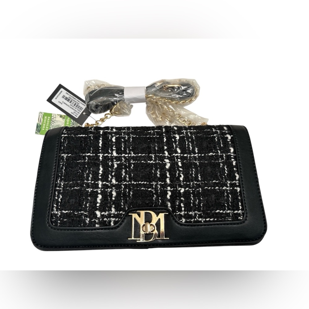 Badgley Mischka Black and White Tweed Crossbody Bag,NWT